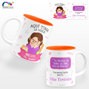 Taza D A Del Maestro Con Interior De Color Personalizada Vynculo Creativo