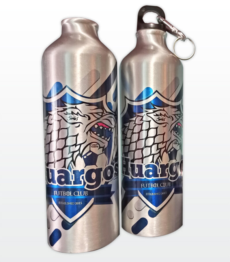 Botella de agua personalizada de aluminio con mosquetón (750 ml)