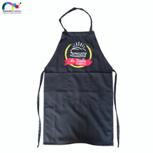 Mandil negro con bolsas personalizados pack 5 pzas
