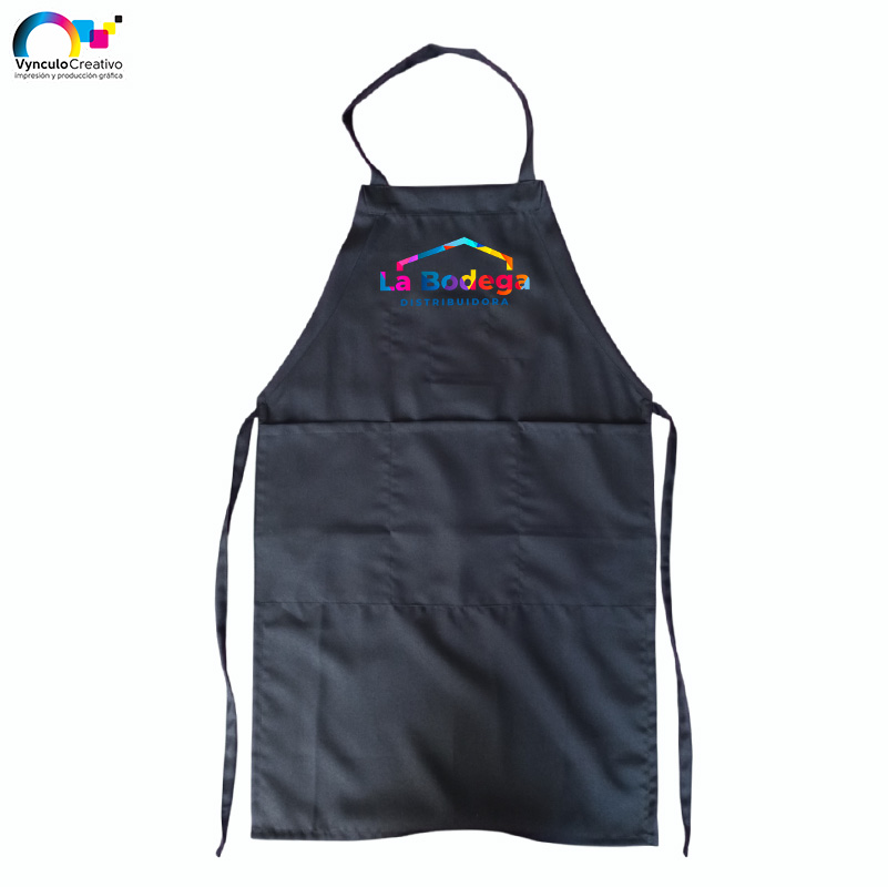 Mandil negro con bolsas personalizados pack 5 pzas - Imagen 2